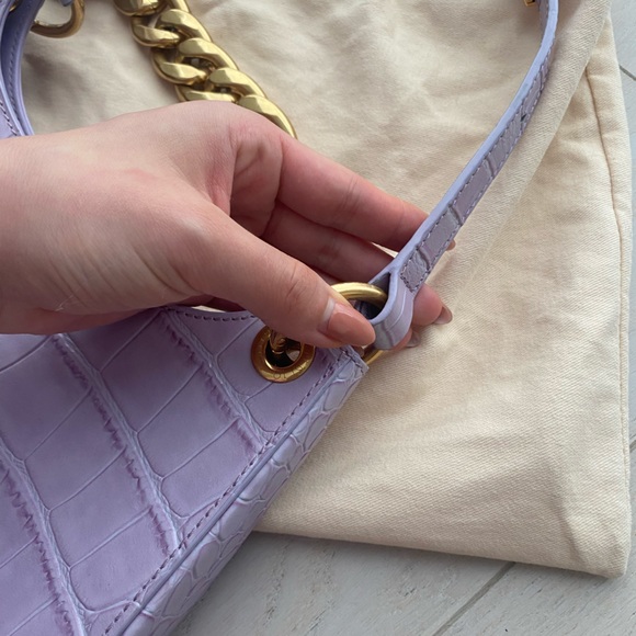 Apede Mod Purple Croc Froggy Bag with Gold Chain - Picture 3 of 5